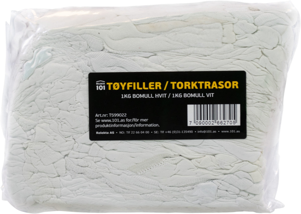 Hvite tøyfiller 1kg Bomull