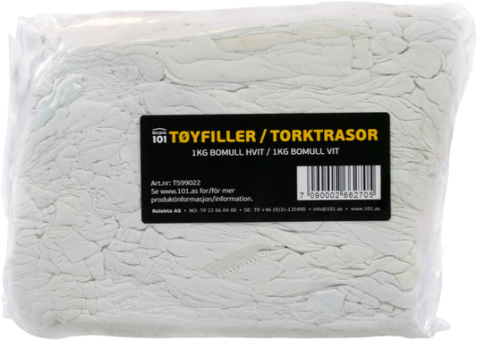 Tøyfiller 1kg Bomull Hvit